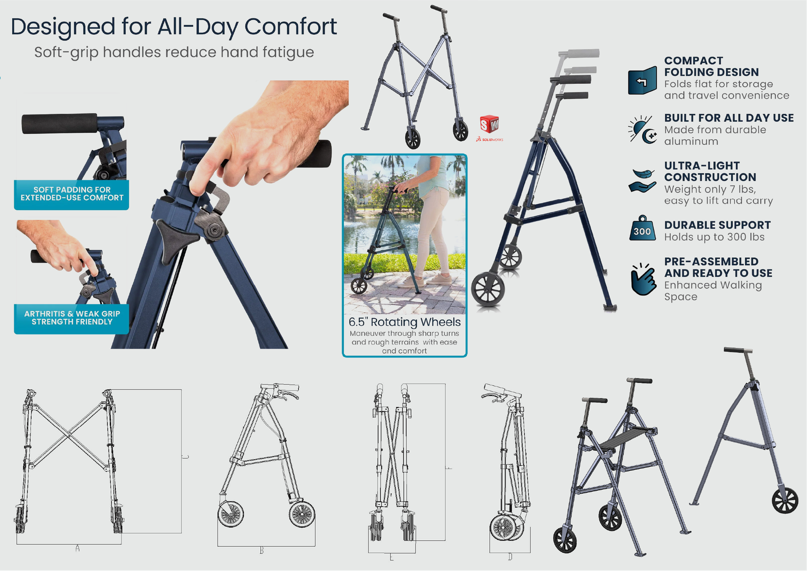 Vive Compact AirFrame Walker product detail